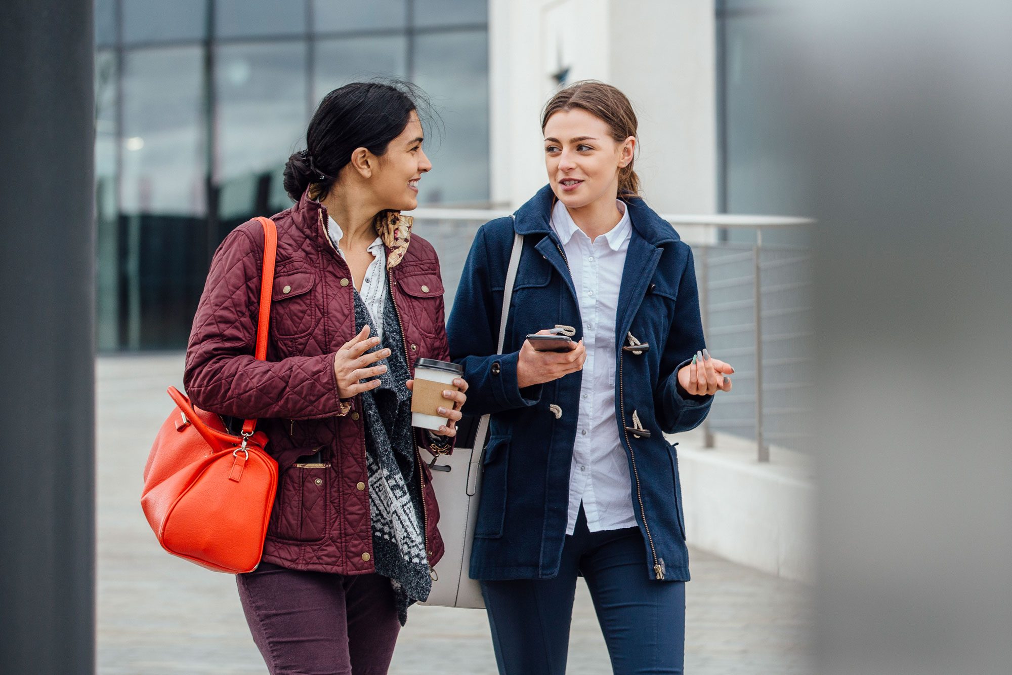 Women Are Talking While Walking