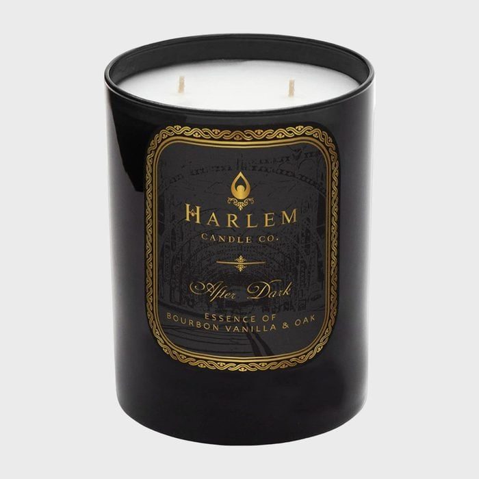 Black candle sits unlit, labeled 