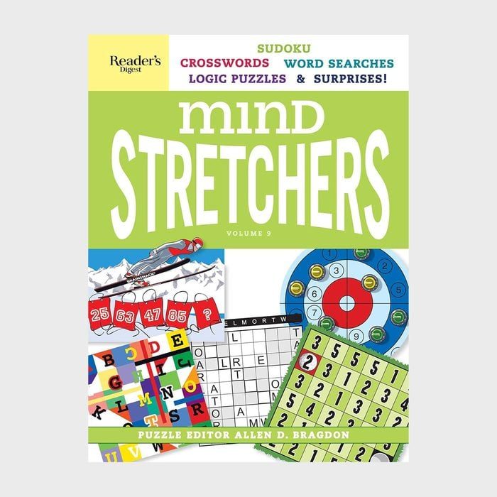 Book cover displays puzzles and games with bold title 