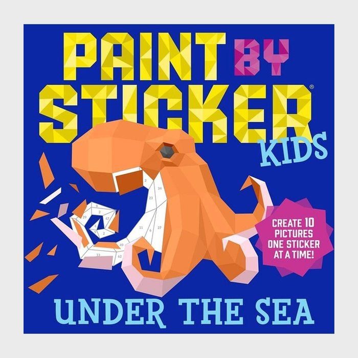 An orange geometric octopus holds a numbered puzzle piece on a blue background. Text: 