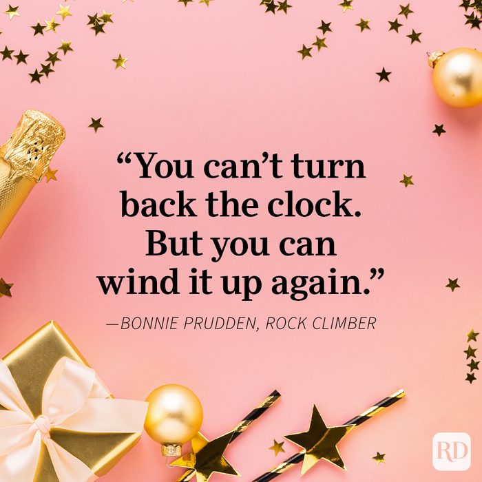 New Year's Quotes on confetti, sequin and champagne bottle background pink