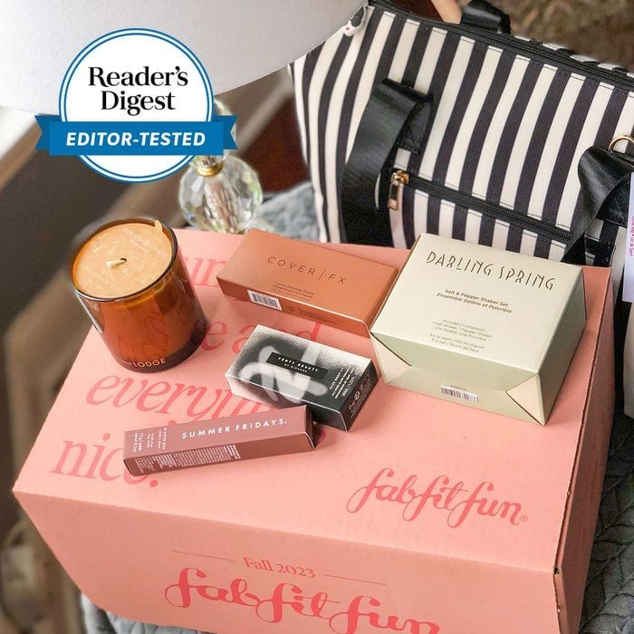 Products displayed atop a 