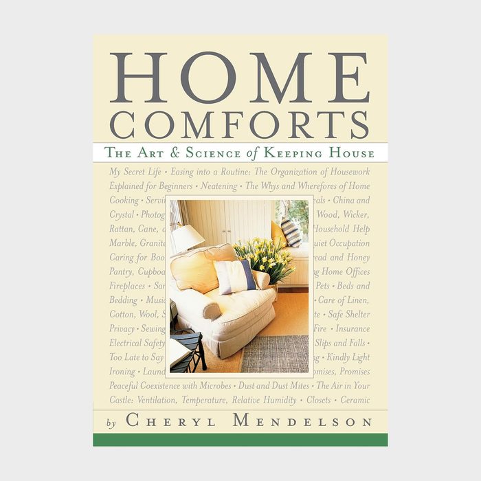 Book cover features cozy living room image; large text reads 