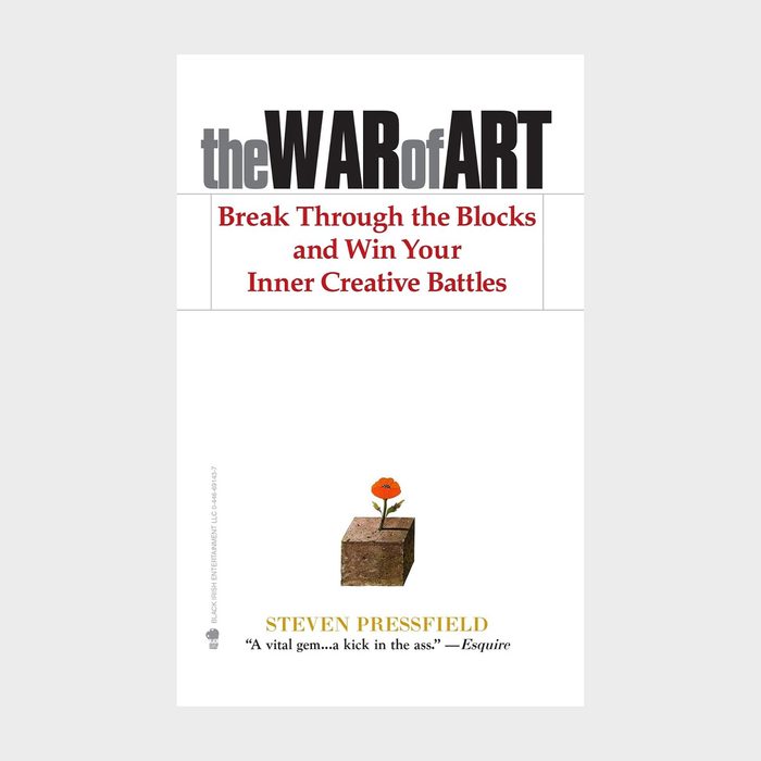 Book cover features a block with a sprouting flower, under bold text 