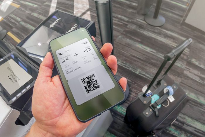 digital boarding pass on a phone screen