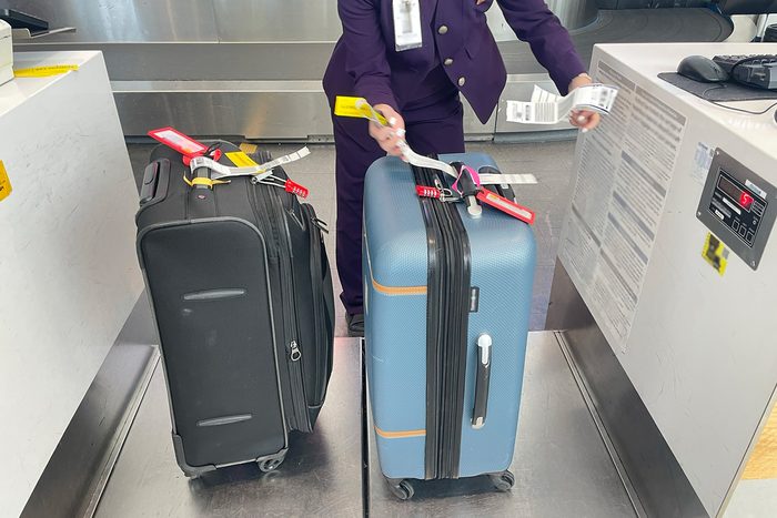 luggage being checked in at airport