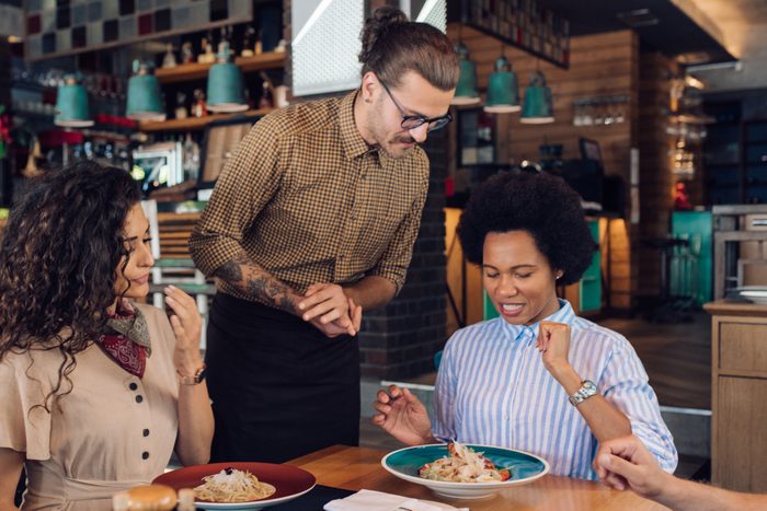woman complaining about her order at a restaurant