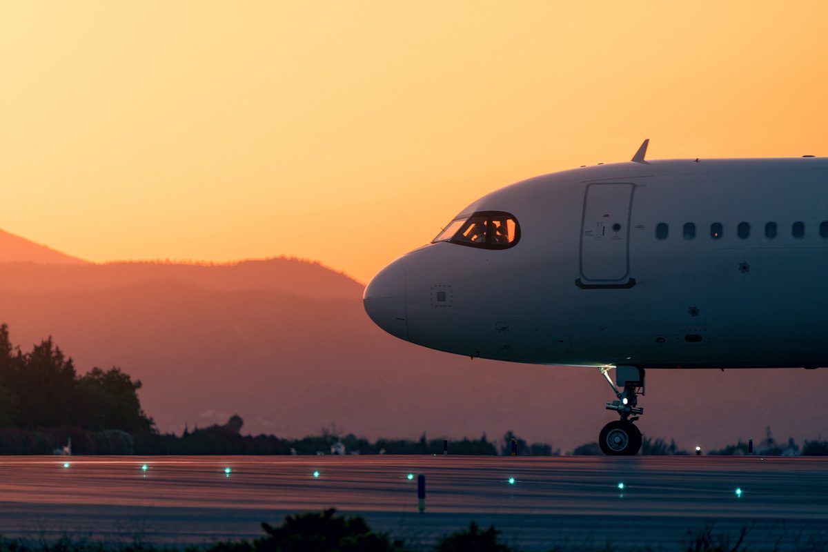 close up of airplane on runway