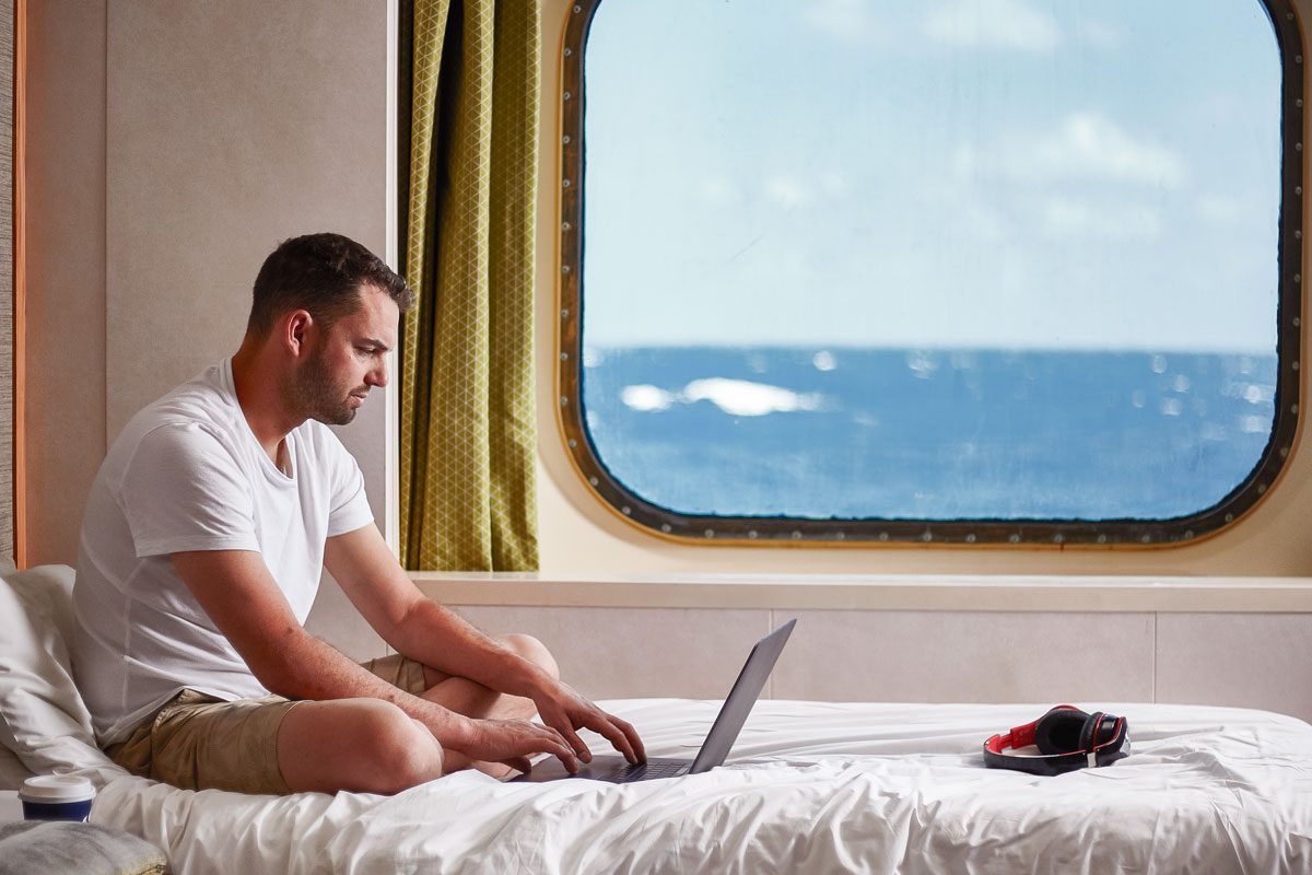 Working In A Cabin While At Sea