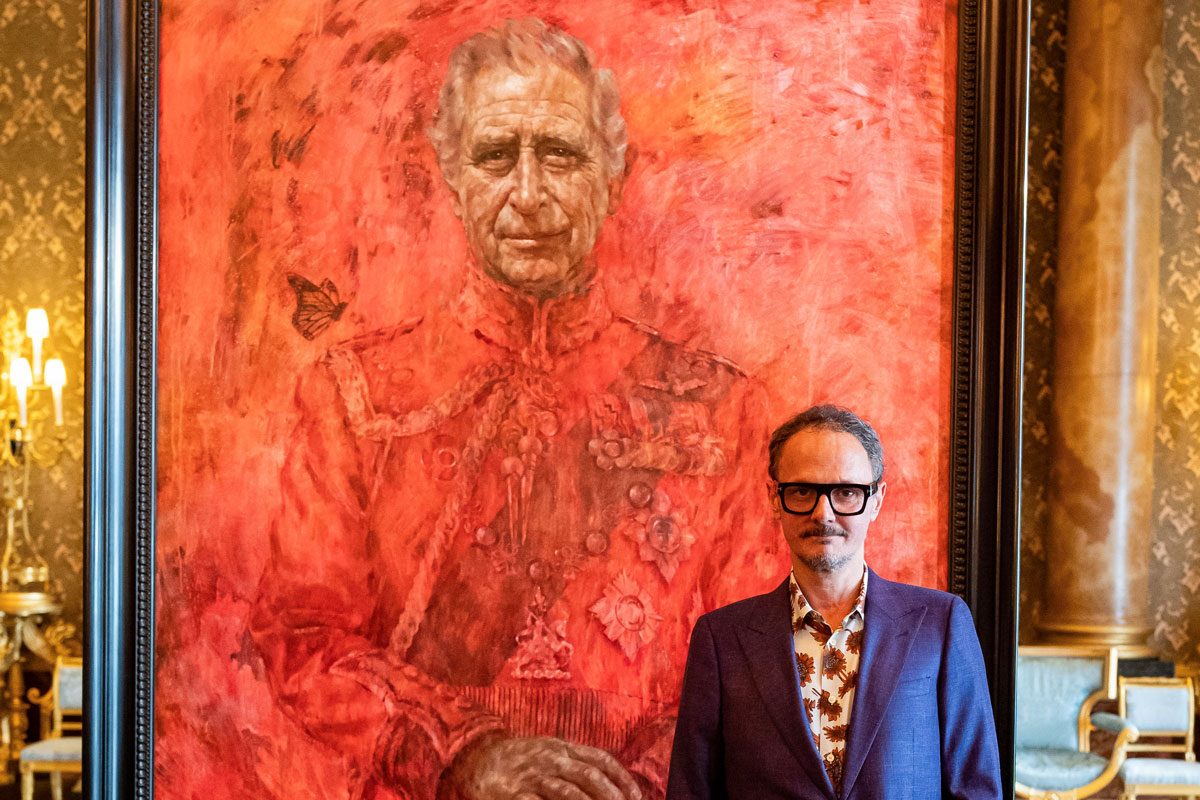 Artist Jonathan Yeo Stands In Front Of The Portrait Of The King Charles