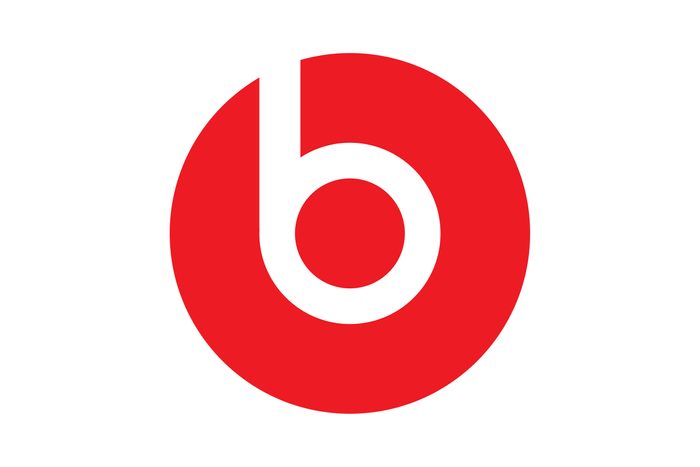 A red circle features a stylized lowercase "b" on a white background, representing a brand logo in minimalistic design.