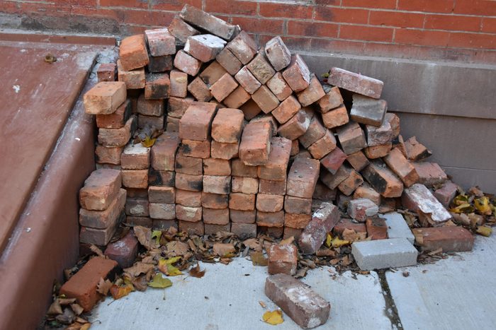 Pile of bricks, construction landscape