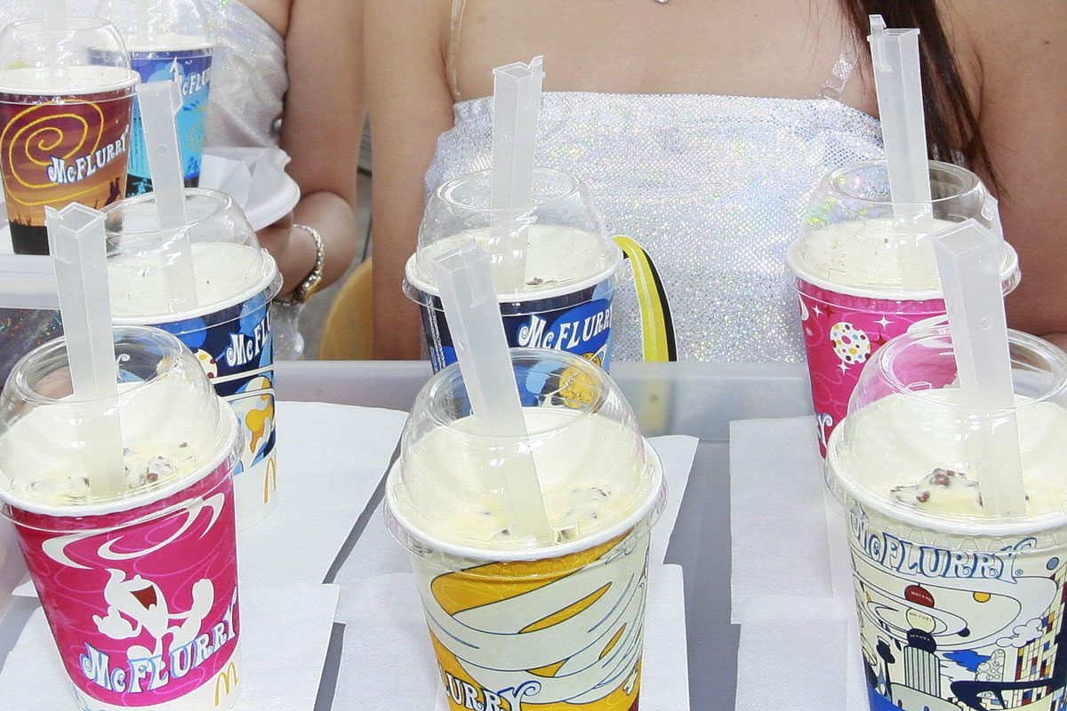 mcflurry samples on a tray
