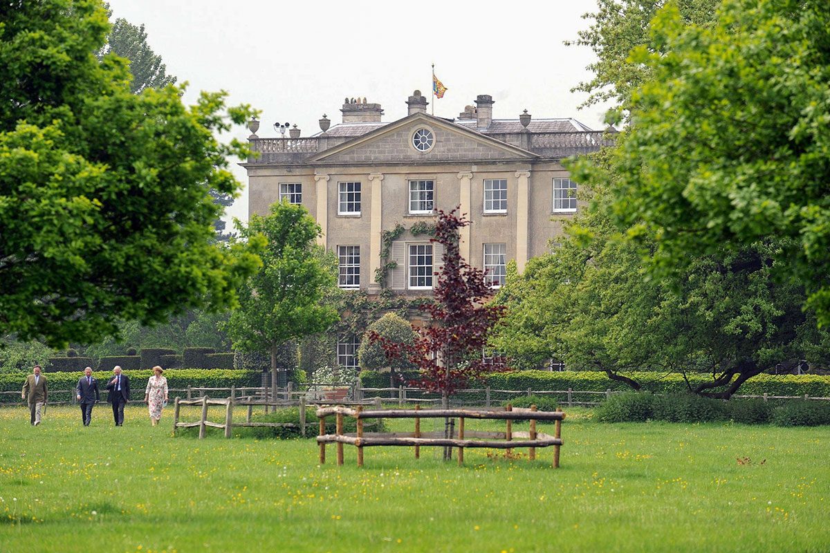 The Prince of Wales walking to the tree planting ceremony from his Highgrove House Tetbury, Gloucestershire.