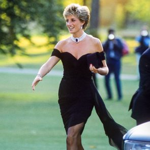 Princess Diana Wearing A Black Cocktail Dress Designed By Christina Stambolian