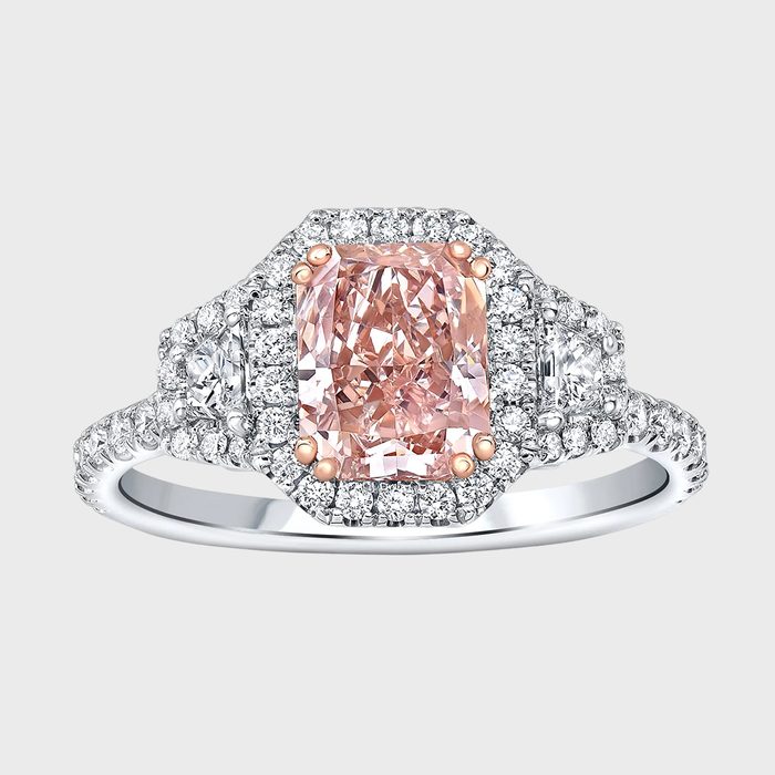 Radiant Cut 1.54 Ct Fancy Pink Diamond Platinum Halo Ring Via Costco.com