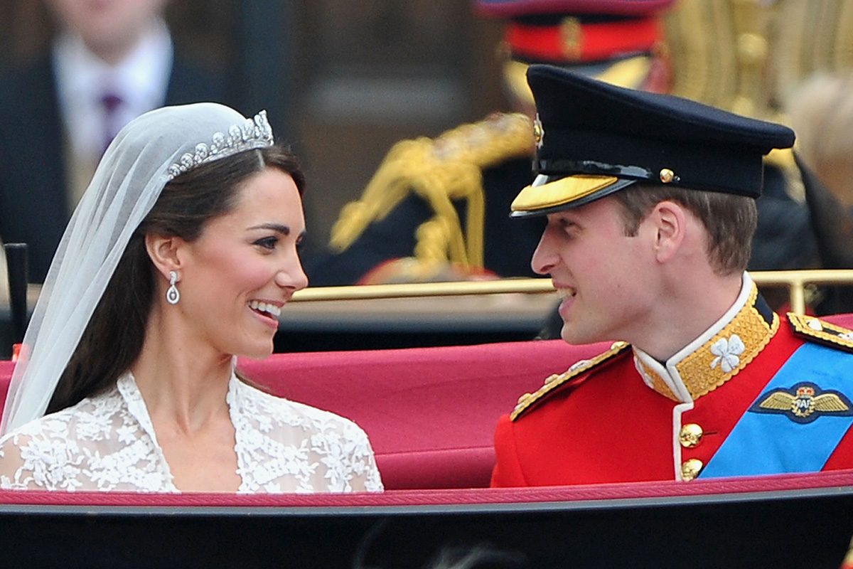Prince William and Catherine prepare to begin their journey by carriage procession to Buckingham Palace